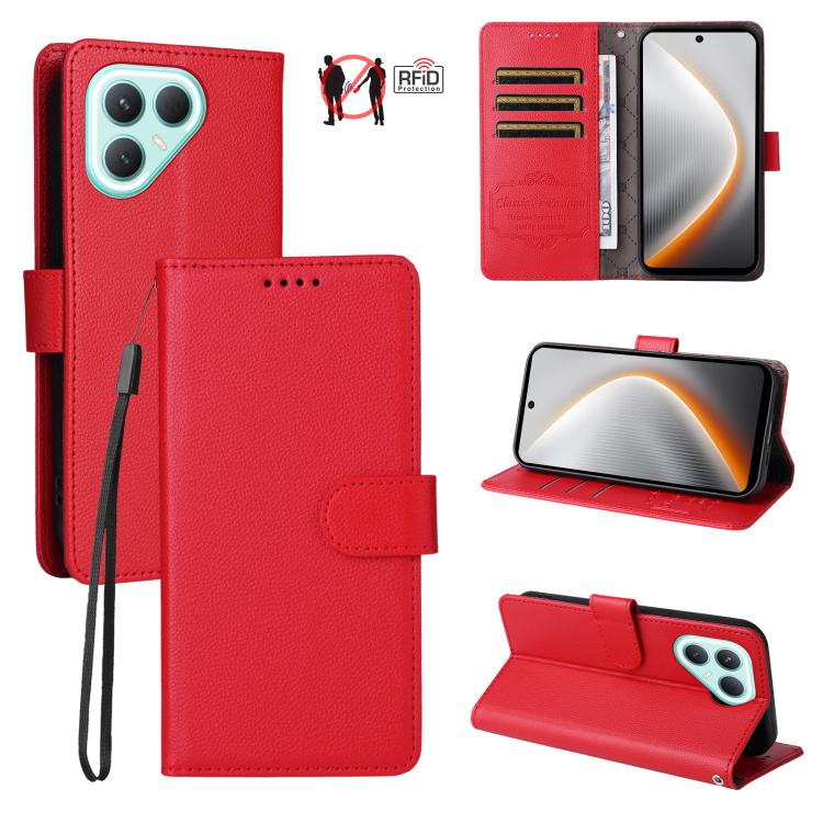 Litchi Texture RFID Blocking 3-Card Wallet Leather Phone Case, For Tecno Spark 40 5G / Spark Go 5G 2025, For Tecno Spark 40C, For Tecno Pova 7 Pro 5G, For Tecno Pova 7 5G, For Tecno Spark 40 Pro+ 4G, For Tecno Spark 40 Pro 4G, For Tecno Spark 40 4G    ...