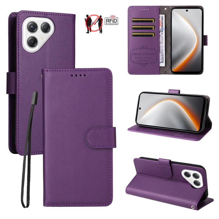 Litchi Texture RFID Blocking 3-Card Wallet Leather Phone Case, For Tecno Spark 40 5G / Spark Go 5G 2025, For Tecno Spark 40C, For Tecno Pova 7 Pro 5G, For Tecno Pova 7 5G, For Tecno Spark 40 Pro+ 4G, For Tecno Spark 40 Pro 4G, For Tecno Spark 40 4G    ...