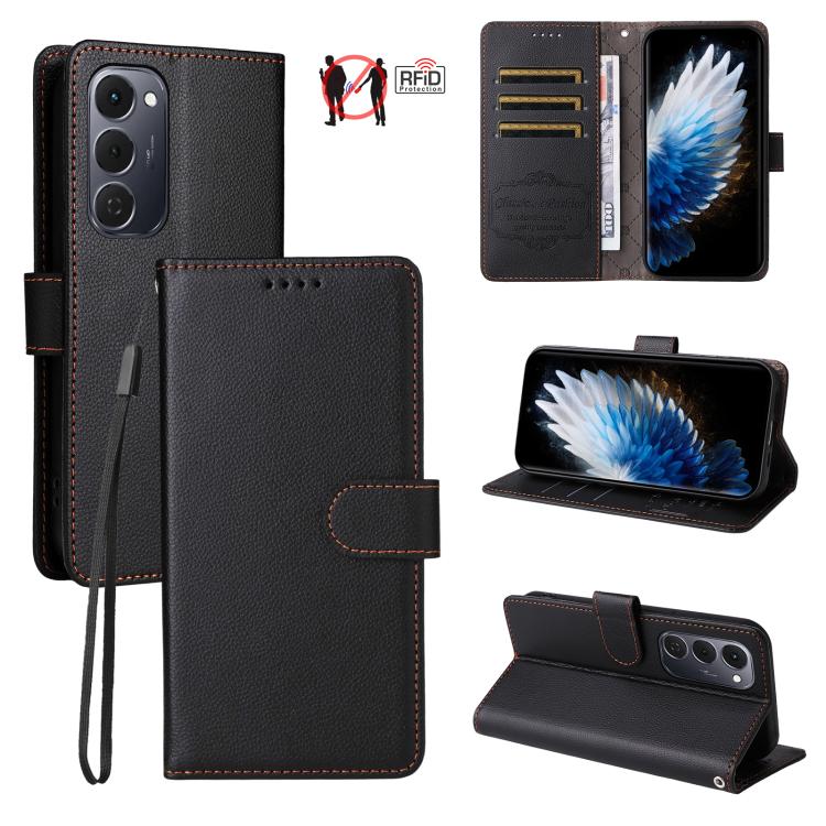 Litchi Texture RFID Blocking 3-Card Wallet Leather Phone Case, For Tecno Spark 40 5G / Spark Go 5G 2025, For Tecno Spark 40C, For Tecno Pova 7 Pro 5G, For Tecno Pova 7 5G, For Tecno Spark 40 Pro+ 4G, For Tecno Spark 40 Pro 4G, For Tecno Spark 40 4G    ...