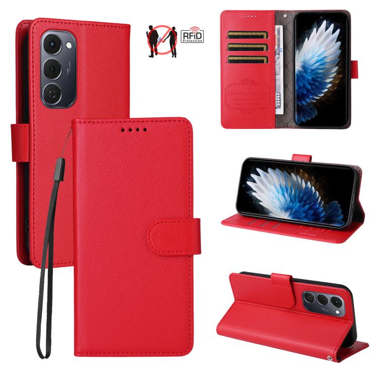 Litchi Texture RFID Blocking 3-Card Wallet Leather Phone Case, For Tecno Spark 40 5G / Spark Go 5G 2025, For Tecno Spark 40C, For Tecno Pova 7 Pro 5G, For Tecno Pova 7 5G, For Tecno Spark 40 Pro+ 4G, For Tecno Spark 40 Pro 4G, For Tecno Spark 40 4G    ...