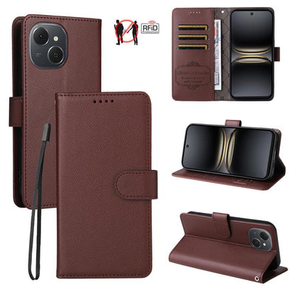 Litchi Texture RFID Blocking 3-Card Wallet Leather Phone Case, For Tecno Spark 40 5G / Spark Go 5G 2025, For Tecno Spark 40C, For Tecno Pova 7 Pro 5G, For Tecno Pova 7 5G, For Tecno Spark 40 Pro+ 4G, For Tecno Spark 40 Pro 4G, For Tecno Spark 40 4G    ...
