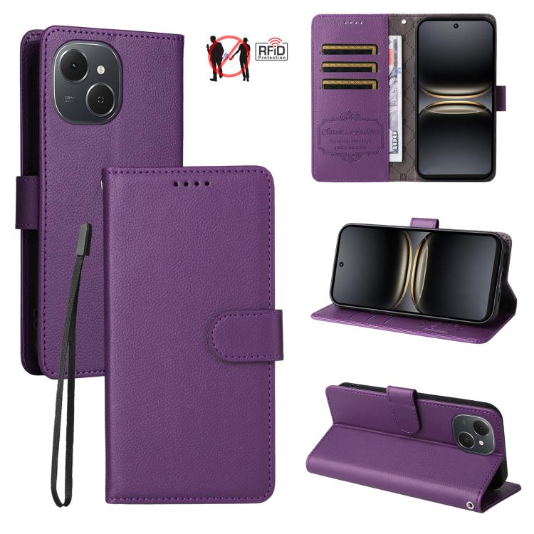 Litchi Texture RFID Blocking 3-Card Wallet Leather Phone Case, For Tecno Spark 40 5G / Spark Go 5G 2025, For Tecno Spark 40C, For Tecno Pova 7 Pro 5G, For Tecno Pova 7 5G, For Tecno Spark 40 Pro+ 4G, For Tecno Spark 40 Pro 4G, For Tecno Spark 40 4G    ...