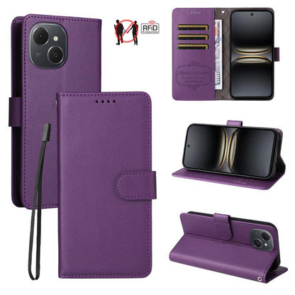 Litchi Texture RFID Blocking 3-Card Wallet Leather Phone Case, For Tecno Spark 40 5G / Spark Go 5G 2025, For Tecno Spark 40C, For Tecno Pova 7 Pro 5G, For Tecno Pova 7 5G, For Tecno Spark 40 Pro+ 4G, For Tecno Spark 40 Pro 4G, For Tecno Spark 40 4G    ...