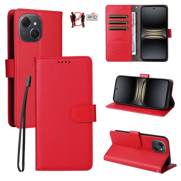 Litchi Texture RFID Blocking 3-Card Wallet Leather Phone Case, For Tecno Spark 40 5G / Spark Go 5G 2025, For Tecno Spark 40C, For Tecno Pova 7 Pro 5G, For Tecno Pova 7 5G, For Tecno Spark 40 Pro+ 4G, For Tecno Spark 40 Pro 4G, For Tecno Spark 40 4G    ...