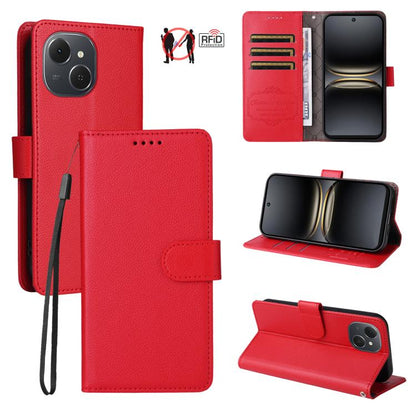 Litchi Texture RFID Blocking 3-Card Wallet Leather Phone Case, For Tecno Spark 40 5G / Spark Go 5G 2025, For Tecno Spark 40C, For Tecno Pova 7 Pro 5G, For Tecno Pova 7 5G, For Tecno Spark 40 Pro+ 4G, For Tecno Spark 40 Pro 4G, For Tecno Spark 40 4G    ...
