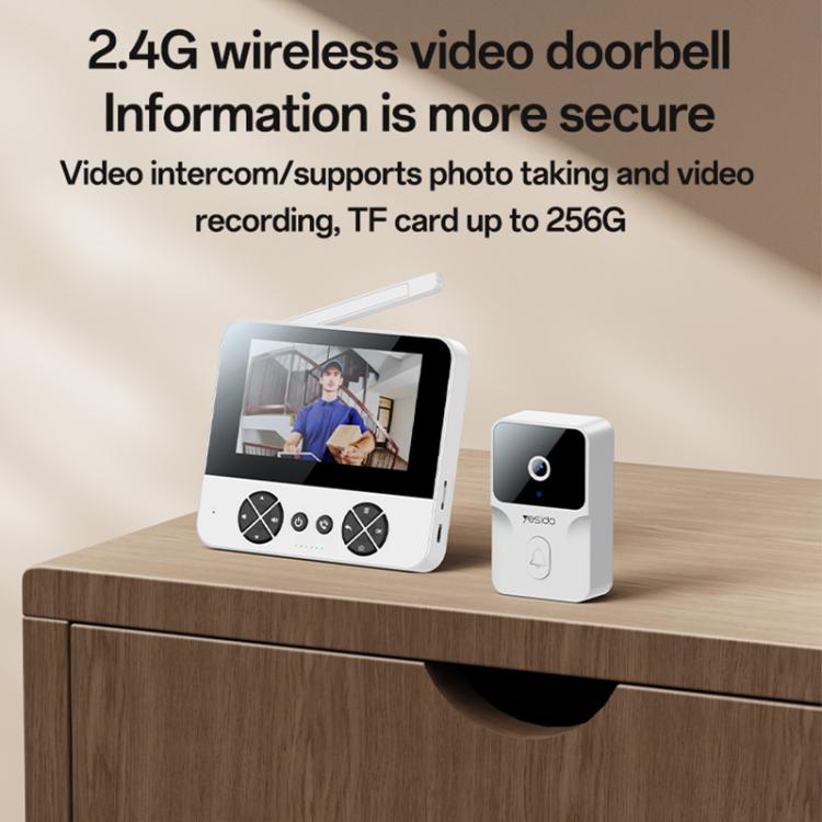 Yesido KM27 Sonnette Interphone Vidéo Sans Fil 2.4G avec Écran TFT 4.3 pouces