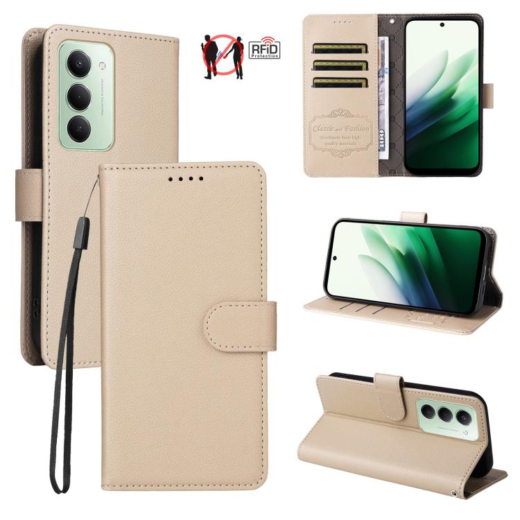 Litchi Texture RFID Blocking 3-Card Wallet Leather Phone Case, For Redmi 15a 5G, For Redmi Turbo 5 Max 5G / Poco X8 Pro Max 5G, For Redmi Turbo 5 5G / Poco X8 Pro 5G, For Redmi Note 15 Pro+ 5G Global 163.3mm, For Redmi Note 15 4G / 5G Global 164mm     ...