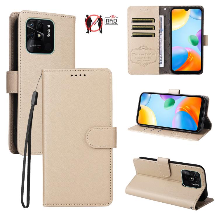 Litchi Texture RFID Blocking 3-Card Wallet Leather Phone Case, For Redmi Note 12 Turbo / Poco F5, For Redmi 12C / 11A / Poco C55, For Redmi 10C / 10 India / 10 Power