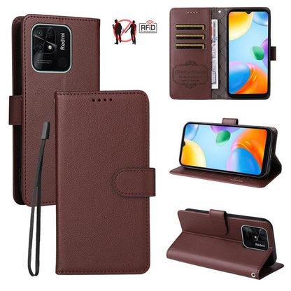 Litchi Texture RFID Blocking 3-Card Wallet Leather Phone Case, For Redmi Note 12 Turbo / Poco F5, For Redmi 12C / 11A / Poco C55, For Redmi 10C / 10 India / 10 Power