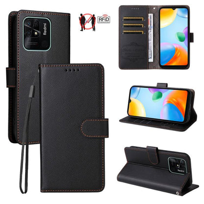 Litchi Texture RFID Blocking 3-Card Wallet Leather Phone Case, For Redmi Note 12 Turbo / Poco F5, For Redmi 12C / 11A / Poco C55, For Redmi 10C / 10 India / 10 Power