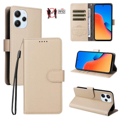 Litchi Texture RFID Blocking 3-Card Wallet Leather Phone Case, For Redmi Note 13 5G, For Redmi Note 13 Pro+ 5G, For Redmi 12 4G / 5G / Note 12R, For Redmi Note 12 Turbo / Poco F5, For Redmi 12C / 11A / Poco C55, For Redmi 10C / 10 India / 10 Power