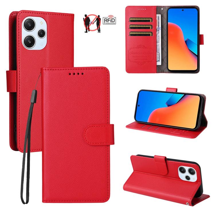 Litchi Texture RFID Blocking 3-Card Wallet Leather Phone Case, For Redmi Note 13 5G, For Redmi Note 13 Pro+ 5G, For Redmi 12 4G / 5G / Note 12R, For Redmi Note 12 Turbo / Poco F5, For Redmi 12C / 11A / Poco C55, For Redmi 10C / 10 India / 10 Power