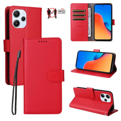 Litchi Texture RFID Blocking 3-Card Wallet Leather Phone Case, For Redmi Note 13 5G, For Redmi Note 13 Pro+ 5G, For Redmi 12 4G / 5G / Note 12R, For Redmi Note 12 Turbo / Poco F5, For Redmi 12C / 11A / Poco C55, For Redmi 10C / 10 India / 10 Power