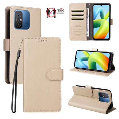 Litchi Texture RFID Blocking 3-Card Wallet Leather Phone Case, For Redmi Note 12 Turbo / Poco F5, For Redmi 12C / 11A / Poco C55, For Redmi 10C / 10 India / 10 Power