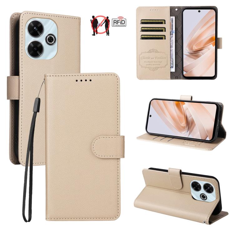 Litchi Texture RFID Blocking 3-Card Wallet Leather Phone Case, For Redmi K80 / Poco F7 Pro, For Redmi 14C 4G / 5G / 14R / Poco M7, For Redmi Note 14 4G Global 164.84mm, For Redmi Note 14 Pro 5G / 14 Pro+ 5G, For Redmi Turbo 4 5G / Poco X7 Pro 5G       ...