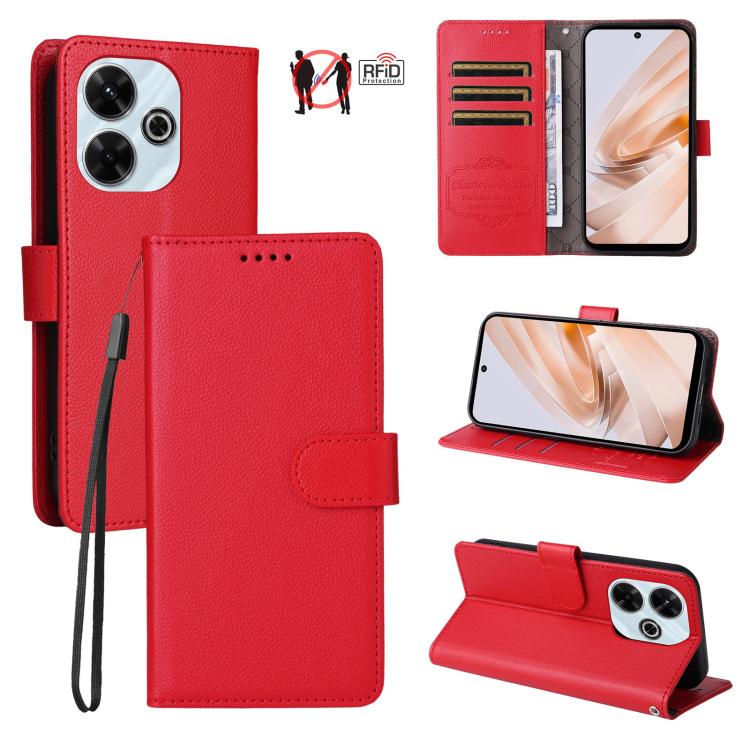 Litchi Texture RFID Blocking 3-Card Wallet Leather Phone Case, For Redmi K80 / Poco F7 Pro, For Redmi 14C 4G / 5G / 14R / Poco M7, For Redmi Note 14 4G Global 164.84mm, For Redmi Note 14 Pro 5G / 14 Pro+ 5G, For Redmi Turbo 4 5G / Poco X7 Pro 5G       ...