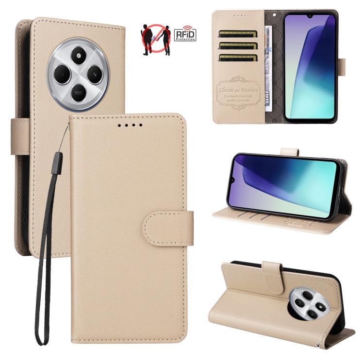Litchi Texture RFID Blocking 3-Card Wallet Leather Phone Case, For Redmi K80 / Poco F7 Pro, For Redmi 14C 4G / 5G / 14R / Poco M7, For Redmi Note 14 4G Global 164.84mm, For Redmi Note 14 Pro 5G / 14 Pro+ 5G, For Redmi Turbo 4 5G / Poco X7 Pro 5G       ...