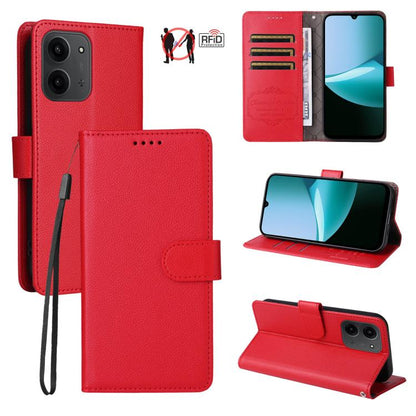 Litchi Texture RFID Blocking 3-Card Wallet Leather Phone Case, For Redmi 15a 5G, For Redmi Turbo 5 Max 5G / Poco X8 Pro Max 5G, For Redmi Turbo 5 5G / Poco X8 Pro 5G, For Redmi Note 15 Pro+ 5G Global 163.3mm, For Redmi Note 15 4G / 5G Global 164mm     ...