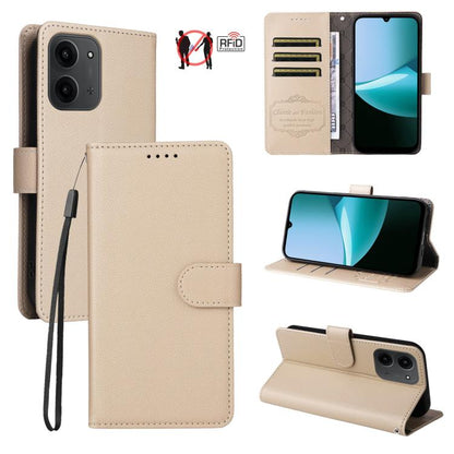 Litchi Texture RFID Blocking 3-Card Wallet Leather Phone Case, For Redmi 15a 5G, For Redmi Turbo 5 Max 5G / Poco X8 Pro Max 5G, For Redmi Turbo 5 5G / Poco X8 Pro 5G, For Redmi Note 15 Pro+ 5G Global 163.3mm, For Redmi Note 15 4G / 5G Global 164mm     ...