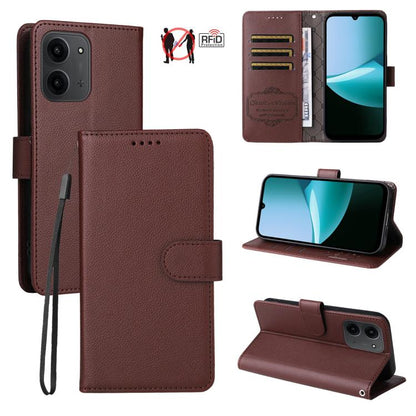 Litchi Texture RFID Blocking 3-Card Wallet Leather Phone Case, For Redmi 15a 5G, For Redmi Turbo 5 Max 5G / Poco X8 Pro Max 5G, For Redmi Turbo 5 5G / Poco X8 Pro 5G, For Redmi Note 15 Pro+ 5G Global 163.3mm, For Redmi Note 15 4G / 5G Global 164mm     ...