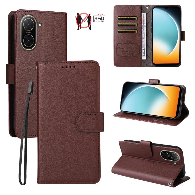 Litchi Texture RFID Blocking 3-Card Wallet Leather Phone Case, For Redmi A5 4G Global 171.7mm, For Redmi Note 14S / 13 Pro 4G Global, For Redmi K80 Pro / Poco F7 Ultra, For Redmi K80 / Poco F7 Pro, For Redmi 14C 4G / 5G / 14R / Poco M7                 ...