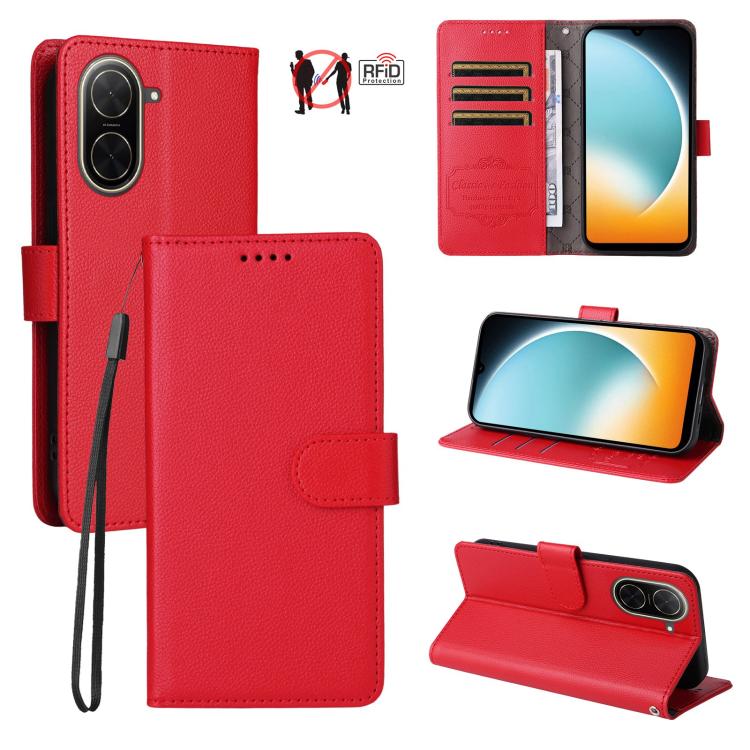 Litchi Texture RFID Blocking 3-Card Wallet Leather Phone Case, For Redmi A5 4G Global 171.7mm, For Redmi Note 14S / 13 Pro 4G Global, For Redmi K80 Pro / Poco F7 Ultra, For Redmi K80 / Poco F7 Pro, For Redmi 14C 4G / 5G / 14R / Poco M7                 ...