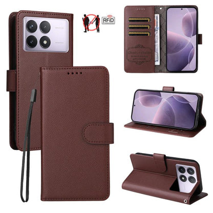 Litchi Texture RFID Blocking 3-Card Wallet Leather Phone Case, For Redmi K80 / Poco F7 Pro, For Redmi 14C 4G / 5G / 14R / Poco M7, For Redmi Note 14 4G Global 164.84mm, For Redmi Note 14 Pro 5G / 14 Pro+ 5G, For Redmi Turbo 4 5G / Poco X7 Pro 5G       ...
