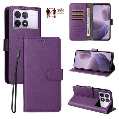 Litchi Texture RFID Blocking 3-Card Wallet Leather Phone Case, For Redmi K80 / Poco F7 Pro, For Redmi 14C 4G / 5G / 14R / Poco M7, For Redmi Note 14 4G Global 164.84mm, For Redmi Note 14 Pro 5G / 14 Pro+ 5G, For Redmi Turbo 4 5G / Poco X7 Pro 5G       ...