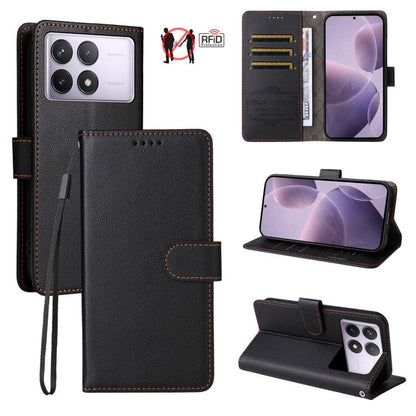 Litchi Texture RFID Blocking 3-Card Wallet Leather Phone Case, For Redmi K80 / Poco F7 Pro, For Redmi 14C 4G / 5G / 14R / Poco M7, For Redmi Note 14 4G Global 164.84mm, For Redmi Note 14 Pro 5G / 14 Pro+ 5G, For Redmi Turbo 4 5G / Poco X7 Pro 5G       ...