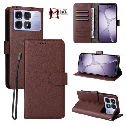 Litchi Texture RFID Blocking 3-Card Wallet Leather Phone Case, For Redmi K80 / Poco F7 Pro, For Redmi 14C 4G / 5G / 14R / Poco M7, For Redmi Note 14 4G Global 164.84mm, For Redmi Note 14 Pro 5G / 14 Pro+ 5G, For Redmi Turbo 4 5G / Poco X7 Pro 5G       ...