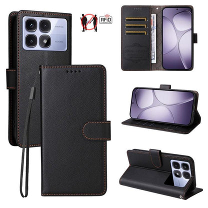 Litchi Texture RFID Blocking 3-Card Wallet Leather Phone Case, For Redmi K80 / Poco F7 Pro, For Redmi 14C 4G / 5G / 14R / Poco M7, For Redmi Note 14 4G Global 164.84mm, For Redmi Note 14 Pro 5G / 14 Pro+ 5G, For Redmi Turbo 4 5G / Poco X7 Pro 5G       ...