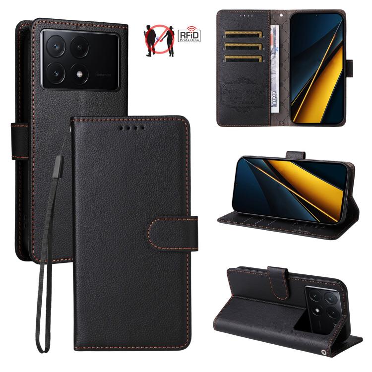 Litchi Texture RFID Blocking 3-Card Wallet Leather Phone Case, For Redmi K80 / Poco F7 Pro, For Redmi 14C 4G / 5G / 14R / Poco M7, For Redmi Note 14 4G Global 164.84mm, For Redmi Note 14 Pro 5G / 14 Pro+ 5G, For Redmi Turbo 4 5G / Poco X7 Pro 5G       ...