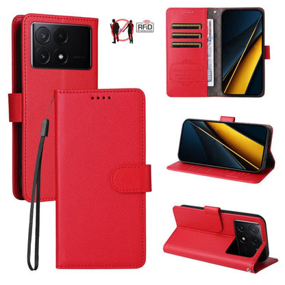 Litchi Texture RFID Blocking 3-Card Wallet Leather Phone Case, For Redmi K80 / Poco F7 Pro, For Redmi 14C 4G / 5G / 14R / Poco M7, For Redmi Note 14 4G Global 164.84mm, For Redmi Note 14 Pro 5G / 14 Pro+ 5G, For Redmi Turbo 4 5G / Poco X7 Pro 5G       ...