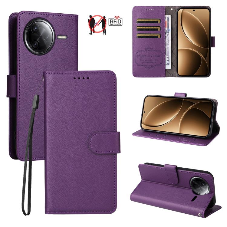 Litchi Texture RFID Blocking 3-Card Wallet Leather Phone Case, For Redmi A5 4G Global 171.7mm, For Redmi Note 14S / 13 Pro 4G Global, For Redmi K80 Pro / Poco F7 Ultra, For Redmi K80 / Poco F7 Pro, For Redmi 14C 4G / 5G / 14R / Poco M7                 ...