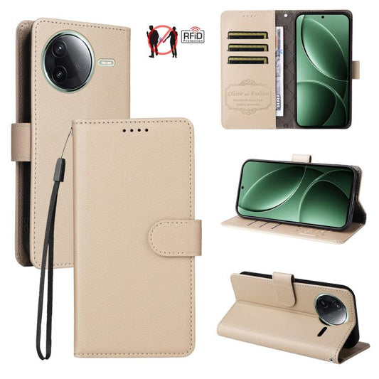 Litchi Texture RFID Blocking 3-Card Wallet Leather Phone Case, For Redmi K80 / Poco F7 Pro, For Redmi 14C 4G / 5G / 14R / Poco M7, For Redmi Note 14 4G Global 164.84mm, For Redmi Note 14 Pro 5G / 14 Pro+ 5G, For Redmi Turbo 4 5G / Poco X7 Pro 5G
