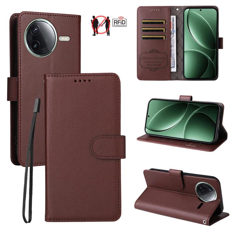 Litchi Texture RFID Blocking 3-Card Wallet Leather Phone Case, For Redmi A5 4G Global 171.7mm, For Redmi Note 14S / 13 Pro 4G Global, For Redmi K80 Pro / Poco F7 Ultra, For Redmi K80 / Poco F7 Pro, For Redmi 14C 4G / 5G / 14R / Poco M7                 ...