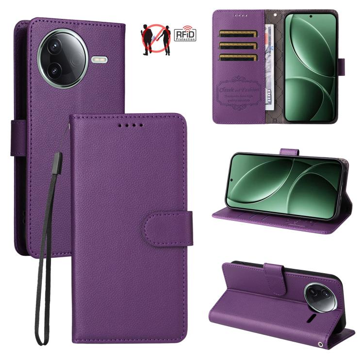 Litchi Texture RFID Blocking 3-Card Wallet Leather Phone Case, For Redmi K80 / Poco F7 Pro, For Redmi 14C 4G / 5G / 14R / Poco M7, For Redmi Note 14 4G Global 164.84mm, For Redmi Note 14 Pro 5G / 14 Pro+ 5G, For Redmi Turbo 4 5G / Poco X7 Pro 5G       ...