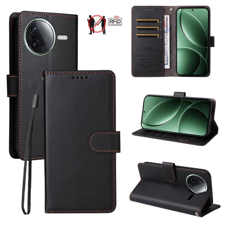 Litchi Texture RFID Blocking 3-Card Wallet Leather Phone Case, For Redmi K80 / Poco F7 Pro, For Redmi 14C 4G / 5G / 14R / Poco M7, For Redmi Note 14 4G Global 164.84mm, For Redmi Note 14 Pro 5G / 14 Pro+ 5G, For Redmi Turbo 4 5G / Poco X7 Pro 5G       ...