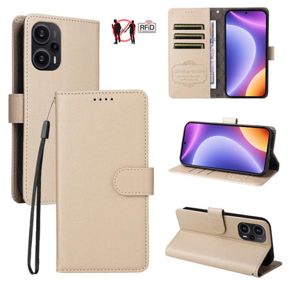 Litchi Texture RFID Blocking 3-Card Wallet Leather Phone Case, For Redmi Note 13 5G, For Redmi Note 13 Pro+ 5G, For Redmi 12 4G / 5G / Note 12R, For Redmi Note 12 Turbo / Poco F5, For Redmi 12C / 11A / Poco C55, For Redmi 10C / 10 India / 10 Power