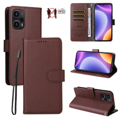 Litchi Texture RFID Blocking 3-Card Wallet Leather Phone Case, For Redmi Note 13 5G, For Redmi Note 13 Pro+ 5G, For Redmi 12 4G / 5G / Note 12R, For Redmi Note 12 Turbo / Poco F5, For Redmi 12C / 11A / Poco C55, For Redmi 10C / 10 India / 10 Power