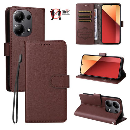 Litchi Texture RFID Blocking 3-Card Wallet Leather Phone Case, For Redmi K80 / Poco F7 Pro, For Redmi 14C 4G / 5G / 14R / Poco M7, For Redmi Note 14 4G Global 164.84mm, For Redmi Note 14 Pro 5G / 14 Pro+ 5G, For Redmi Turbo 4 5G / Poco X7 Pro 5G       ...