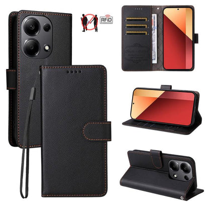 Litchi Texture RFID Blocking 3-Card Wallet Leather Phone Case, For Redmi K80 / Poco F7 Pro, For Redmi 14C 4G / 5G / 14R / Poco M7, For Redmi Note 14 4G Global 164.84mm, For Redmi Note 14 Pro 5G / 14 Pro+ 5G, For Redmi Turbo 4 5G / Poco X7 Pro 5G       ...