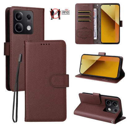 Litchi Texture RFID Blocking 3-Card Wallet Leather Phone Case, For Redmi Note 13 5G, For Redmi Note 13 Pro+ 5G, For Redmi 12 4G / 5G / Note 12R, For Redmi Note 12 Turbo / Poco F5, For Redmi 12C / 11A / Poco C55, For Redmi 10C / 10 India / 10 Power