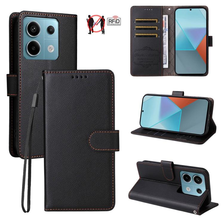 Litchi Texture RFID Blocking 3-Card Wallet Leather Phone Case, For Redmi K80 / Poco F7 Pro, For Redmi 14C 4G / 5G / 14R / Poco M7, For Redmi Note 14 4G Global 164.84mm, For Redmi Note 14 Pro 5G / 14 Pro+ 5G, For Redmi Turbo 4 5G / Poco X7 Pro 5G       ...