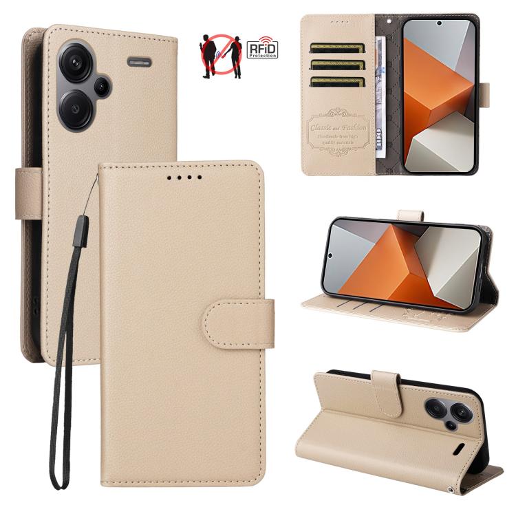 Litchi Texture RFID Blocking 3-Card Wallet Leather Phone Case, For Redmi Note 13 5G, For Redmi Note 13 Pro+ 5G, For Redmi 12 4G / 5G / Note 12R, For Redmi Note 12 Turbo / Poco F5, For Redmi 12C / 11A / Poco C55, For Redmi 10C / 10 India / 10 Power