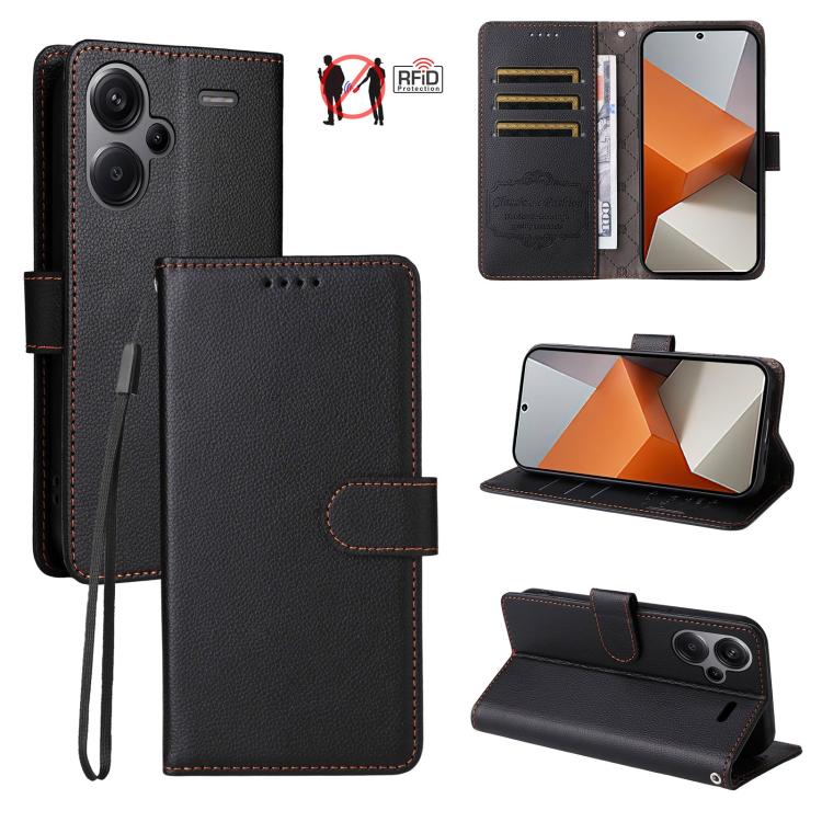 Litchi Texture RFID Blocking 3-Card Wallet Leather Phone Case, For Redmi Note 13 5G, For Redmi Note 13 Pro+ 5G, For Redmi 12 4G / 5G / Note 12R, For Redmi Note 12 Turbo / Poco F5, For Redmi 12C / 11A / Poco C55, For Redmi 10C / 10 India / 10 Power