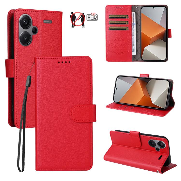 Litchi Texture RFID Blocking 3-Card Wallet Leather Phone Case, For Redmi Note 13 5G, For Redmi Note 13 Pro+ 5G, For Redmi 12 4G / 5G / Note 12R, For Redmi Note 12 Turbo / Poco F5, For Redmi 12C / 11A / Poco C55, For Redmi 10C / 10 India / 10 Power