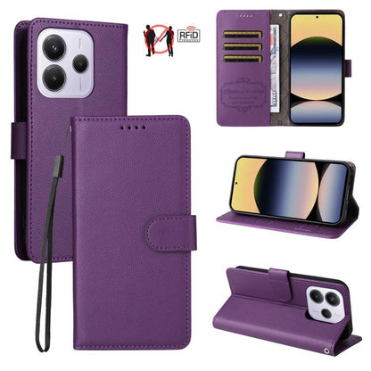 Litchi Texture RFID Blocking 3-Card Wallet Leather Phone Case, For Redmi K80 / Poco F7 Pro, For Redmi 14C 4G / 5G / 14R / Poco M7, For Redmi Note 14 4G Global 164.84mm, For Redmi Note 14 Pro 5G / 14 Pro+ 5G, For Redmi Turbo 4 5G / Poco X7 Pro 5G       ...
