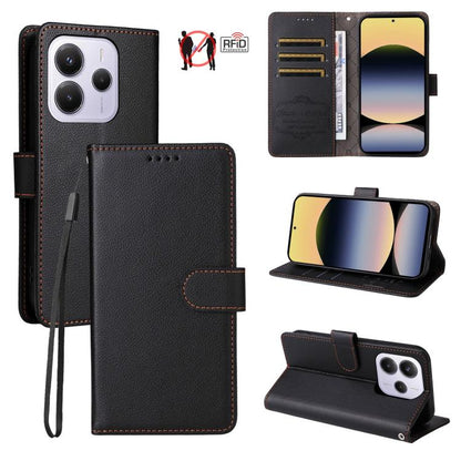 Litchi Texture RFID Blocking 3-Card Wallet Leather Phone Case, For Redmi K80 / Poco F7 Pro, For Redmi 14C 4G / 5G / 14R / Poco M7, For Redmi Note 14 4G Global 164.84mm, For Redmi Note 14 Pro 5G / 14 Pro+ 5G, For Redmi Turbo 4 5G / Poco X7 Pro 5G       ...