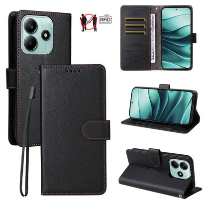Litchi Texture RFID Blocking 3-Card Wallet Leather Phone Case, For Redmi K80 / Poco F7 Pro, For Redmi 14C 4G / 5G / 14R / Poco M7, For Redmi Note 14 4G Global 164.84mm, For Redmi Note 14 Pro 5G / 14 Pro+ 5G, For Redmi Turbo 4 5G / Poco X7 Pro 5G       ...